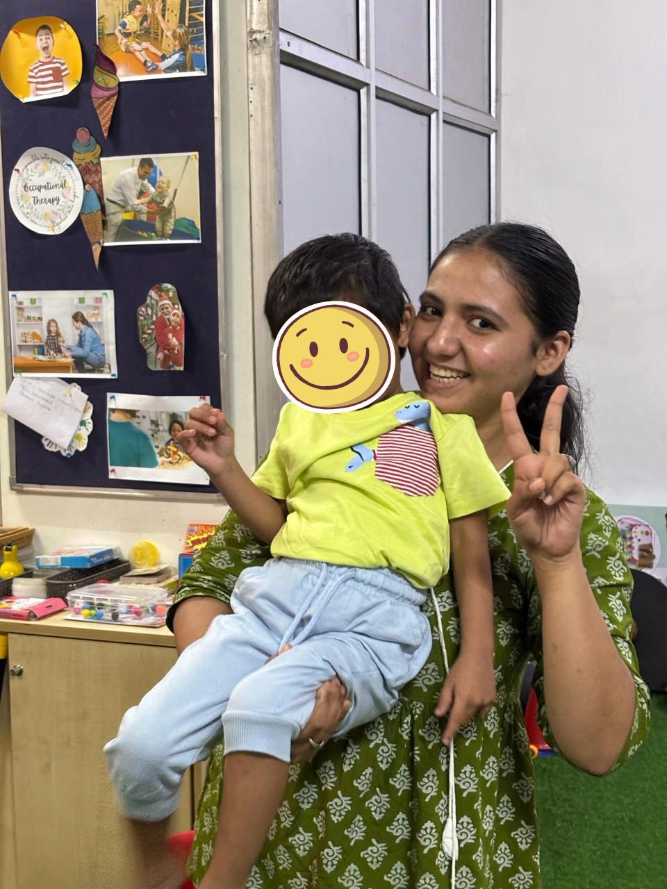 Therapist and child playing puzzle game