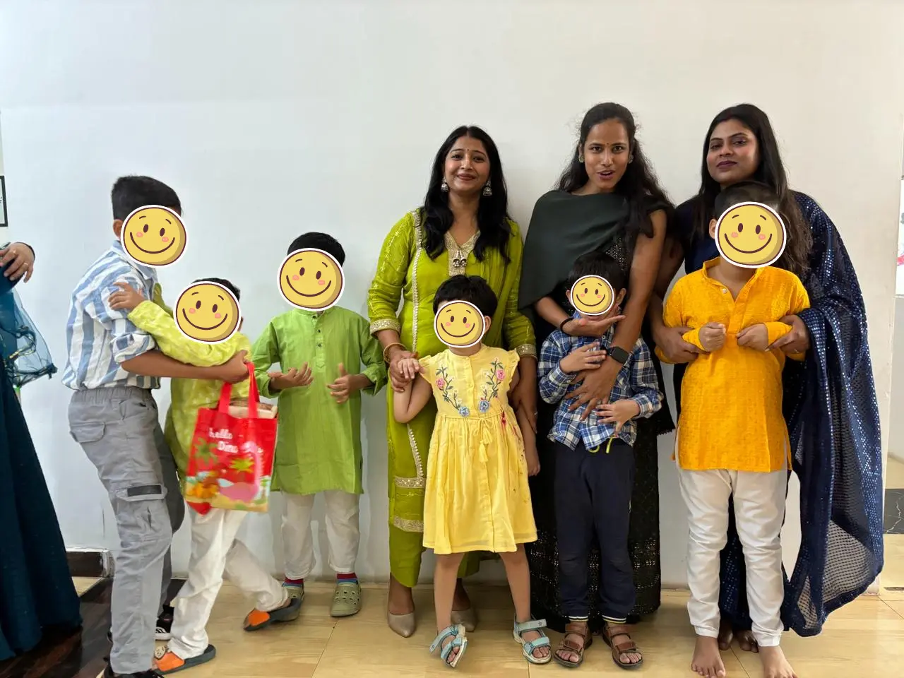 Children doing finger-painting safely