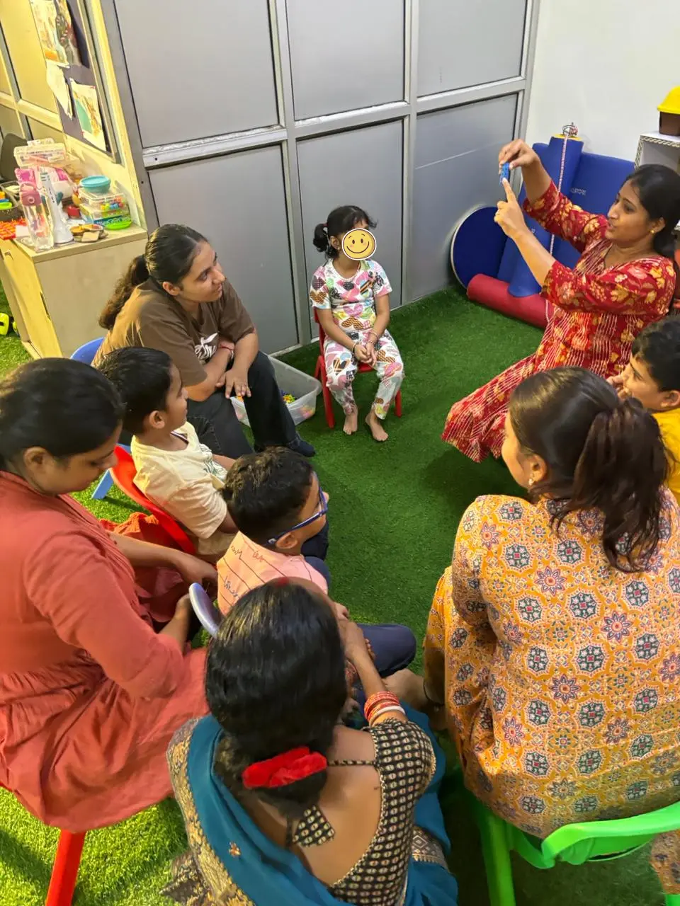 Children interacting with therapist