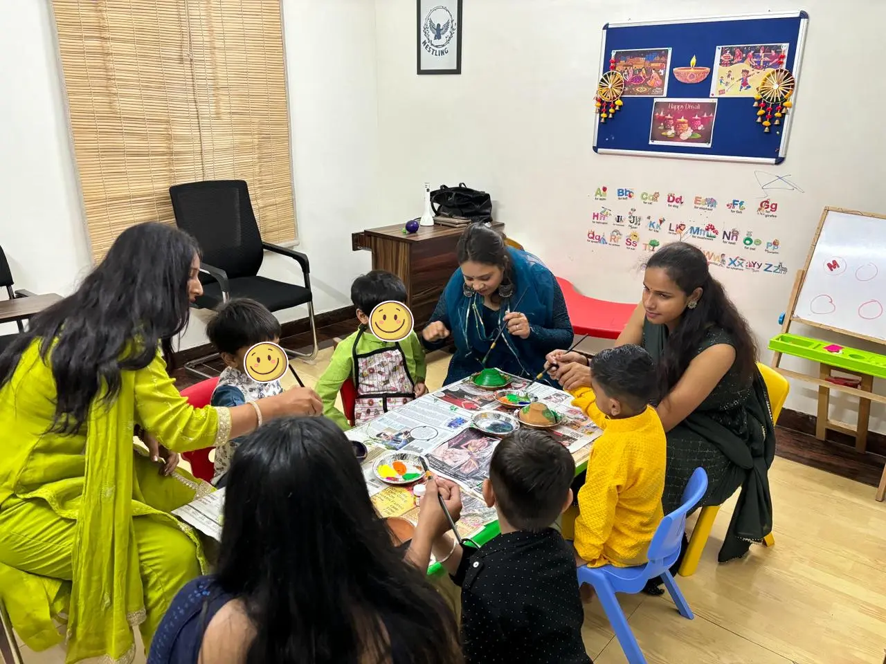 Children interacting with therapist